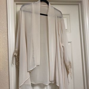 Sheer Kimono with Crochet Sleeves